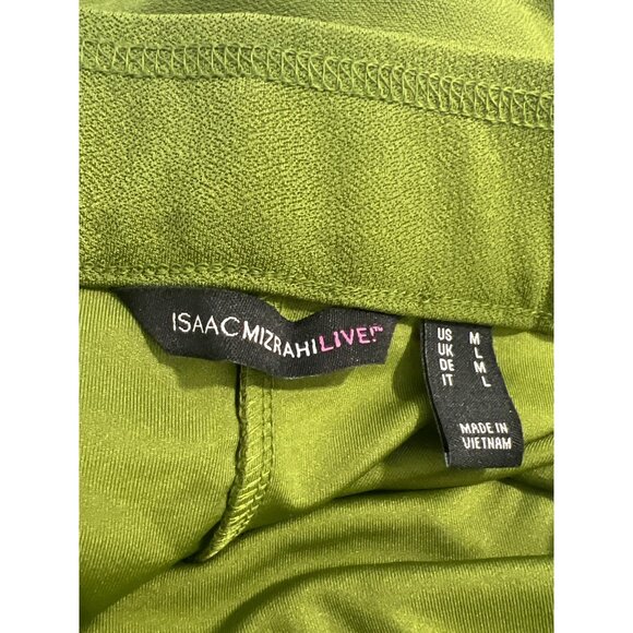 Isaac Mizrahi Live Regular Pebble Knit Wide Leg Pant Women Size Medium Thyme NEW - Picture 4 of 7